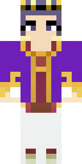 a young king in an ermine-trimmed purple cloak and gold crown