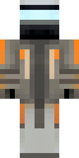 a battle-worn pilot in orange plating with scorch marks