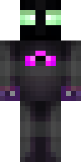an enderman-inspired figure, tall and black with purple eyes