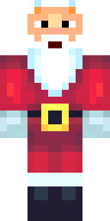 a jolly Santa in a red suit with a white beard and sack
