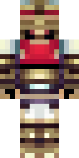 a gladiator in bronze arm guards and a red-plumed helmet