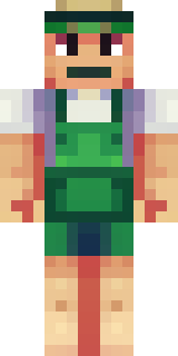 a farmer villager in a straw hat with a green apron
