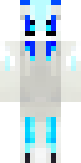 a snow fox spirit in white fur with blue markings