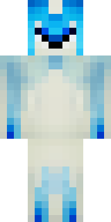 a snow fox spirit in white fur with blue markings
