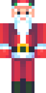a jolly Santa in a red suit with a white beard and sack