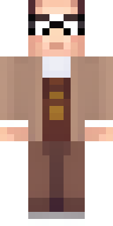 a friendly villager librarian in brown robes with glasses