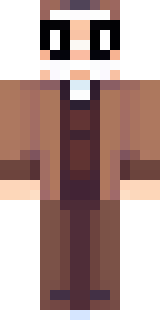 a friendly villager librarian in brown robes with glasses
