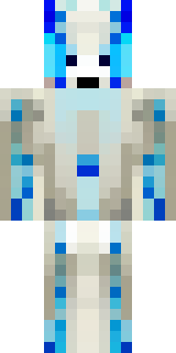a snow fox spirit in white fur with blue markings