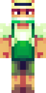 a farmer villager in a straw hat with a green apron