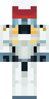 a mecha pilot in a white flight suit with a segmented helmet
