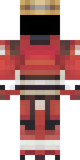 a samurai in red lacquered armor with a horned helmet