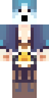 a ghostly pirate with pale skin and a tattered blue coat