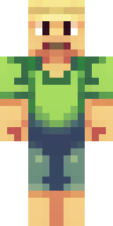 a farmer villager in a straw hat with a green apron