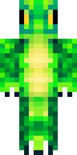 a dragon hybrid with green scales, horns and a spined tail