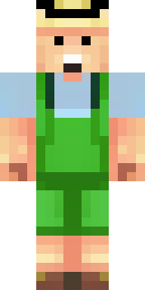 a farmer villager in a straw hat with a green apron