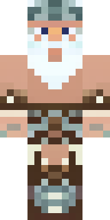 a frost viking in white furs and a horned helm