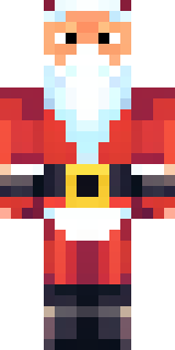 a jolly Santa in a red suit with a white beard and sack