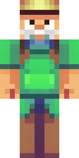 a farmer villager in a straw hat with a green apron