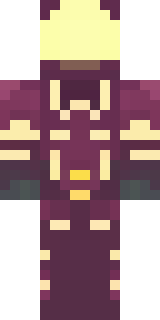 a nether hunter in crimson hide with glowing gold trim