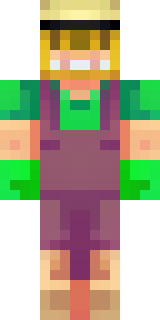 a farmer villager in a straw hat with a green apron