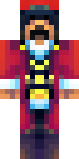 a pirate captain in a long red coat and tricorn hat