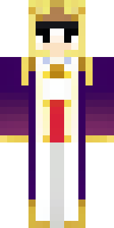 a young king in an ermine-trimmed purple cloak and gold crown