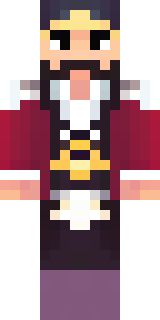 a pirate captain in a long red coat and tricorn hat