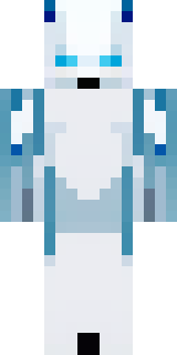a snow fox spirit in white fur with blue markings