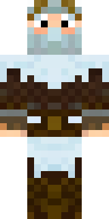 a frost viking in white furs and a horned helm