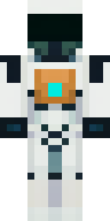 a mecha pilot in a white flight suit with a segmented helmet