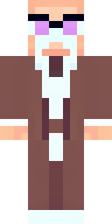 a friendly villager librarian in brown robes with glasses