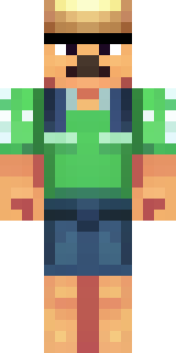 a farmer villager in a straw hat with a green apron