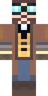 a steampunk inventor in a brown leather coat and brass goggles