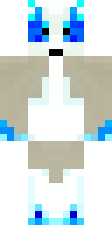 a snow fox spirit in white fur with blue markings