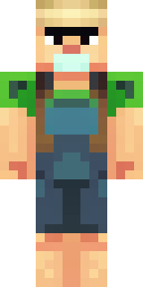 a farmer villager in a straw hat with a green apron