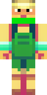a farmer villager in a straw hat with a green apron