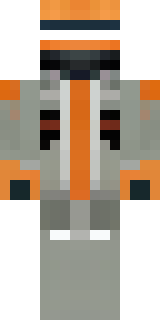 a battle-worn pilot in orange plating with scorch marks