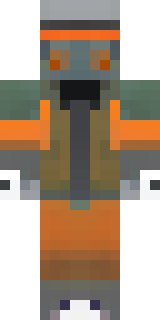 a battle-worn pilot in orange plating with scorch marks
