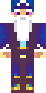 an old wizard in a starry midnight-blue robe and pointed hat