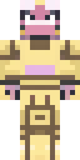 a piglin brute in gold armor with a snout and tusks