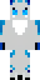 a snow fox spirit in white fur with blue markings