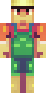 a farmer villager in a straw hat with a green apron