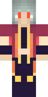 a fire mage in crimson robes with burning orange sleeves