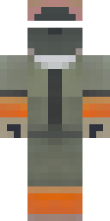 a battle-worn pilot in orange plating with scorch marks