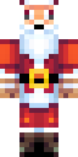 a jolly Santa in a red suit with a white beard and sack