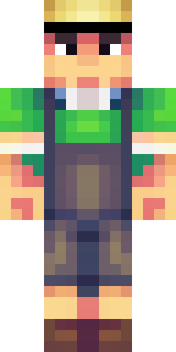 a farmer villager in a straw hat with a green apron