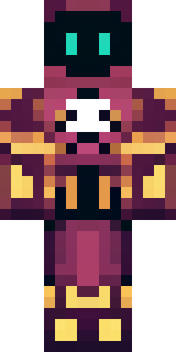 a nether hunter in crimson hide with glowing gold trim