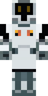 a mecha pilot in a white flight suit with a segmented helmet