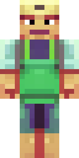 a farmer villager in a straw hat with a green apron