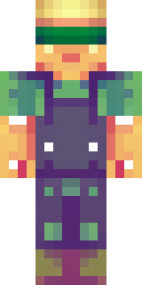 a farmer villager in a straw hat with a green apron